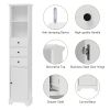 Tall Bathroom Cabinet;  Freestanding Storage Cabinet with 3 Drawers and Adjustable Shelf;  MDF Board with Painted Finish
