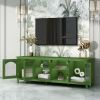71-inch stylish TV cabinet,Entertainment CenterTV stand,TVConsoleTable, Media Console,solidwood frame,Changhong glass door,Metal handle,antique green