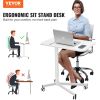 VEVOR Mobile Standing Desk, 28.5"-44.2" Gas-Spring Height Adjustable Sit-Stand Desk