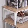 55 Inch Home Office Computer Desk Study Writing Workstation with Storage Shelves, Elevated Monitor Shelf, CPU Stand, Durable X-Shaped Construction