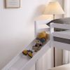 Elevated Cross Guard Rail with Slide Twin Pine Wooden Bed White