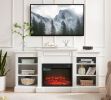 Media Console Table with Large Storage Cabinet, with 23" Fireplace Insert, for TV Up to 70'', Modern TV Media Entertaionment Stand, White