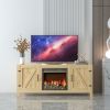 Farmhouse TV Stand; Fireplace TV Stand; Wood Entertainment Center Media Console with Storage; OAK