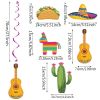 20Pcs Mexican Fiesta Hanging Swirl Decorations Mexican Cinco De Mayo Party Favor Supplies Pinata Cactus Sombrero Taco  Pattern Foil Ceiling Ornament f