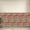 10Pcs Peel and Stick Tile Backsplash Red Brick Design Stick on Subway Tiles 3D Brown Wall Panel Removable Self-Adhesive Wall Stickers for Home Kitchen