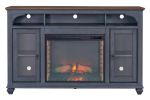 Bridgevine Home Americana 66 in Fireplace TV Stand for TVs up to 80 inches, Corduroy Blue Finish