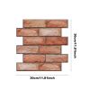 10Pcs Peel and Stick Tile Backsplash Red Brick Design Stick on Subway Tiles 3D Brown Wall Panel Removable Self-Adhesive Wall Stickers for Home Kitchen