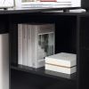 L Shaped Computer Desk, 180° Rotating Corner Desk with Storage Shelves, Drawer and Cabinet, Study Workstation for Home Office, Black