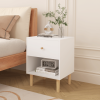 23.22"H Wooden Nightstand with One Drawer One Shelf for Kids, Adults, White