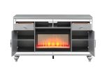 TV Stand With Electric Fireplace in Silver