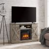 Farmhouse Classic Media TV Stand Antique Entertainment Console with 18" Electric Fireplace Insert for TV up to 50" with Open and Closed Storage Space