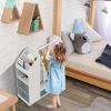 Kids Costume Organizer Costume RackKids ArmoireOpen Hanging Armoire Closet with Mirror-WHITE
