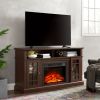Classic TV Media Stand Modern Entertainment Console with 23" Fireplace Insert for TV Up to 65" with Open and Closed Storage Space, Espresso