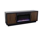 Aria 66 inch Fireplace TV Stand for TVs up to 80 inches, Minimal Assembly, Black and Walnut Finish