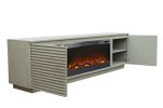 Bridgevine Home Stardust 89 inch Fireplace TV Stand for TVs up to 100 inches, Sandstone Finish