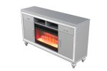 TV Stand With Electric Fireplace in Silver
