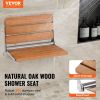 VEVOR Folding Oak Shower Seat, 16.1" x 13.4" Unfolded, Wall Mounted Fold Up Shower Bench with 440 lbs Load Capacity
