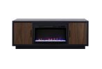 Aria 66 inch Fireplace TV Stand for TVs up to 80 inches, Minimal Assembly, Black and Walnut Finish