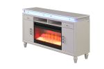 TV Stand With Electric Fireplace in Milky White