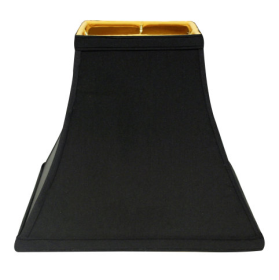 Slant Square Bell Hardback Lampshade With Washer Fitter, Black With Gold Lining (Color: black)
