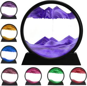 3D Dynamic Sand Art Liquid Motion, Moving Sand Art Picture Round Glass 3D Deep Sea Sandscape In Motion Display Flowing Sand Painting Relaxing Des (Color: Pink)