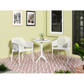 3 Piece Plastic Arm Chair Bistro GRS Premium Ocean Plastic, Green (Option: Antique White)