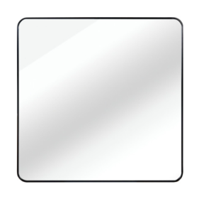 30 In X 30 In Black Metal Framed Square Bathrrom Mirror For Wall. (Color: black)