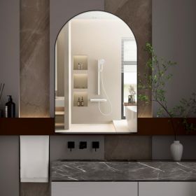 24x36 Inch Arched Recessed Medicine Cabinet, Metal Framed Bathroom Wall Cabinet With Mirror And Adjustable Shelves, Wall Mirror With Storage For (Option: Matte Black)