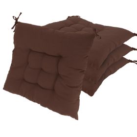 4Pcs Chair Cushion Pads Pillow 17.72x17.72x2.37in Soft Tie On Square Sitting Mats For Home Office Car Sitting Travel (Option: Pro-Brown)