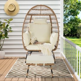 Willow Egg Chair, Rattan Egg Chair, Indoor And Outdoor, Oversized Egg Chair, 600 Pounds, With Footstool And Thick Cushion, Prohibited Platform Te (Option: Oversized)