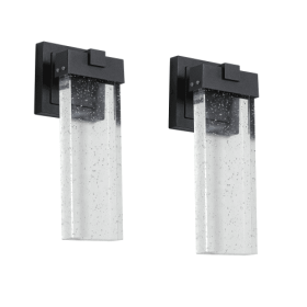 Outdoor Waterproof Transparent LED Crystal Wall Light Supports Many Types Of Bulb-2 Packs With Light Sensitivity Unavailable Platforms- Temu (Color: black)