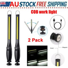 LED USB Rechargeable Work Light Magnetic Flashlight Flexible Cordless Torch Automotive Inspection Emergency Light 2 PACK (Option: 2PCS)