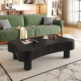 Lift Top Coffee Table For Living Room 42  Fluted Panel Hidden Storage, Silent Hydraulic Lift, Curved Safety Corners, 5 Min Assembly 27W X 13  18. (Color: black)