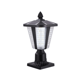 Solar Pillar Headlights With Dimmable LEDs 1-pack -Unavailable Platforms- Temu (Color: black)