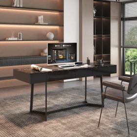Modern Black 70.87  Computer Desk, Study & Work Desk  Y-Shaped Metal Legs (Color: black)