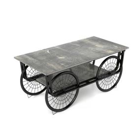 Modern Style Coffee Table Rectangle Coffee Table End Side Table Retro Design Coffee (Color: black)