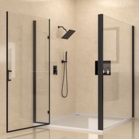 8in. * 8in. Ceiling Mount High Pressure Rainfall Shower Head, 360 Degree Adjustable Square Rain Shower Head, Oil Rubber Bronze, Chrome, Gold (Color: Matte Black)