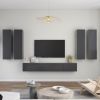 6 Piece TV Cabinet Set Gray Engineered Wood