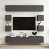 8 Piece TV Cabinet Set Gray Engineered Wood