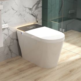 Smart Bidet Toilet with Built-in Bidet Seat, Heated Seat, Tank, Remote Control, Foam Shield, Foot Sensor, Warm Water, One-Piece Toilet for Bathroom (Feature: 740-Good)