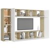 8 Piece TV Cabinet Set White and Sonoma Oak Engineered Wood