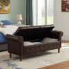 Multifunctional Storage Rectangular PU Leather Sofa Stool for Living Room