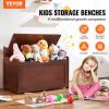 VEVOR Wooden Toy Chest for Kids, Toddler Toy Storage Box with Flip-Top Lid and Safety Hinge