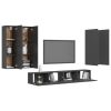 6 Piece TV Cabinet Set Gray Engineered Wood