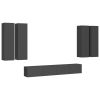 6 Piece TV Cabinet Set Gray Engineered Wood