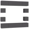 8 Piece TV Cabinet Set Gray Engineered Wood