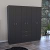 Mitu Six Doors Armoire, Seven Interior Shelves, One Drawer, Rod Black / White