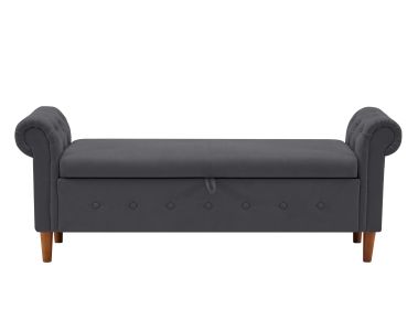 Multifunctional Storage Rectangular Sofa Stool (Color: Dark Gray)