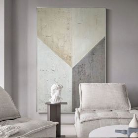 Grey and Beige Abstract Oil Painting on Canvas Large Original Hand-painted Canvas Wall Art Modern Minimalist Textured Art for Living Room (Style: 01, size: 70x100cm)