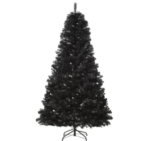 7 Ft Artificial Christmas Tree Unlit Douglas Fir With Realistic Branches And 1346 Tips, Black Halloween Style (Color: black)